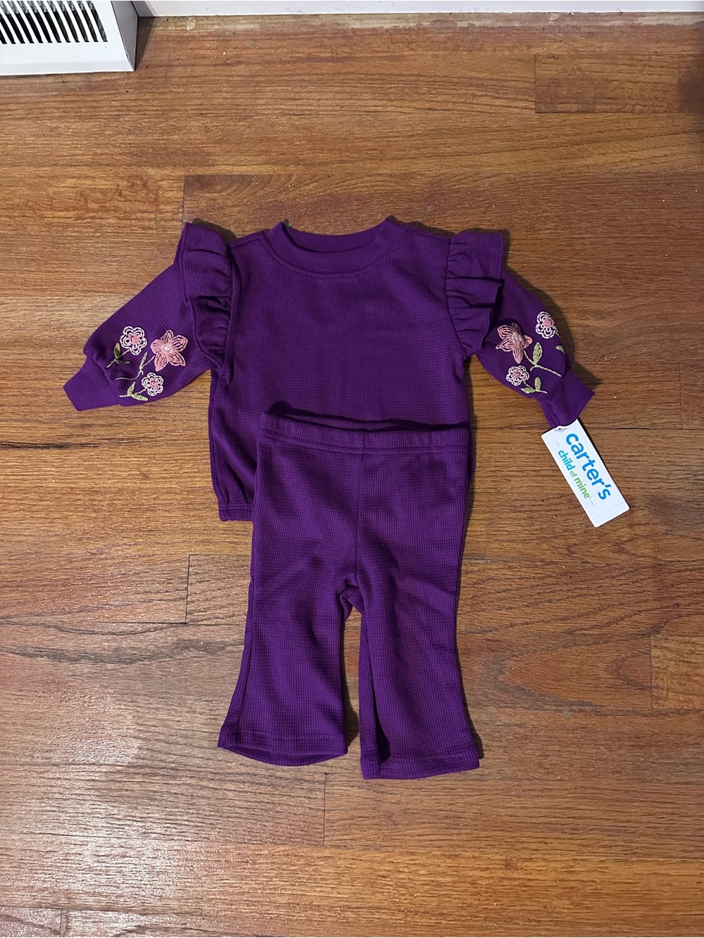 Carter's Purple Floral Ruffle Top & Leggings Set